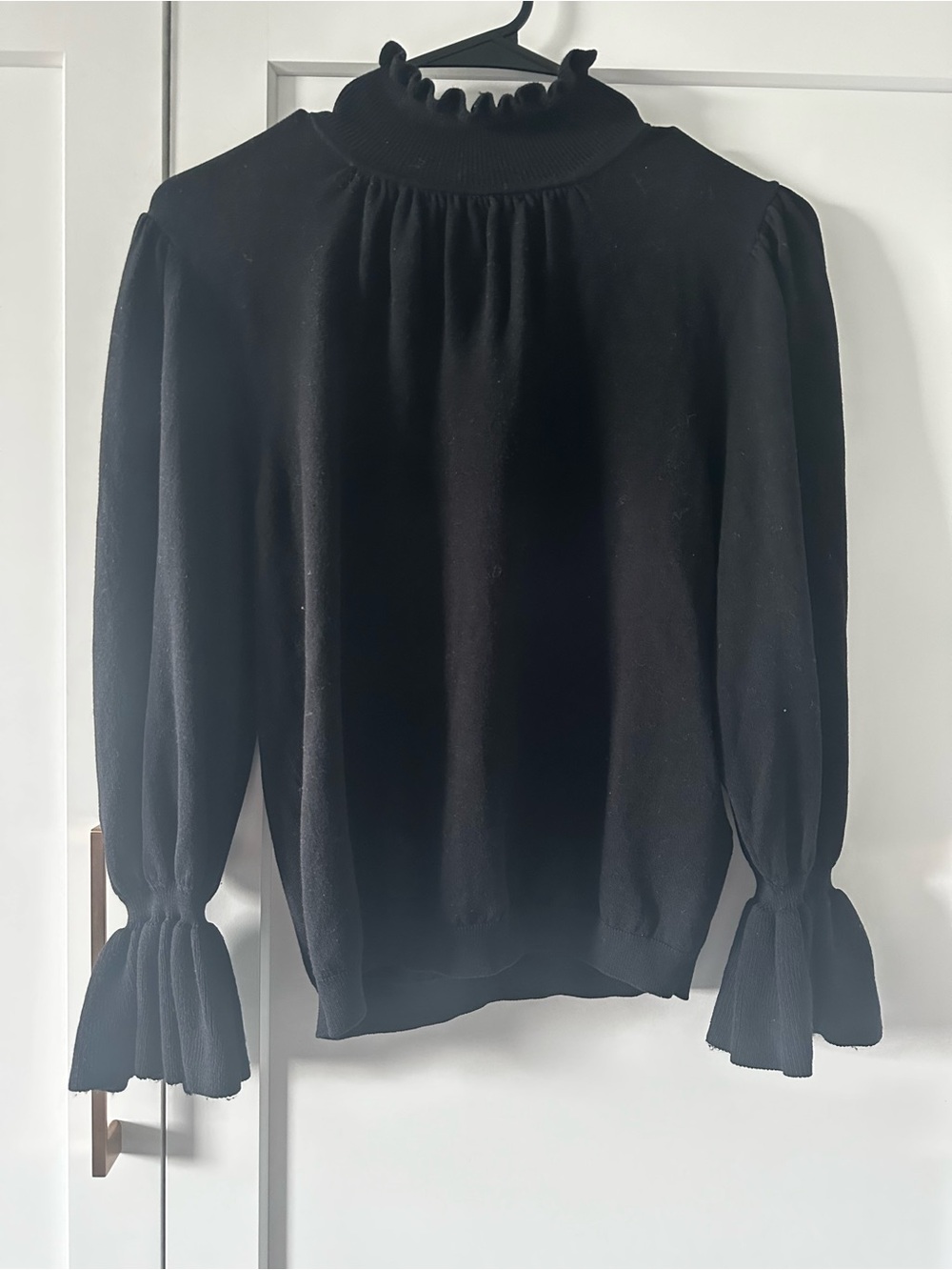 ba&sh Black Ruffled Mock-Neck Blouse - Picture 2 of 5